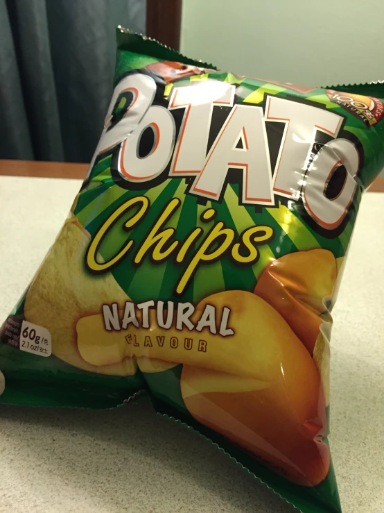 a bag of chips sitting on top of a table