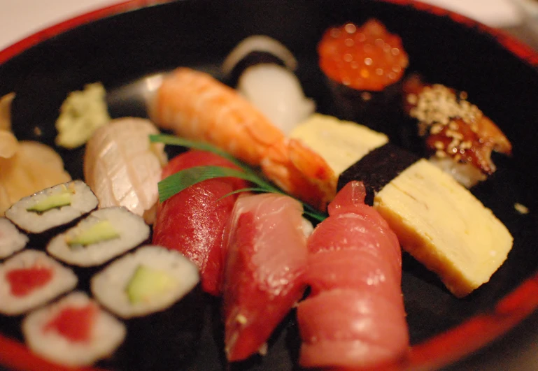 a small plate of sushi on a table