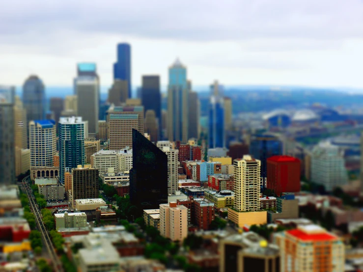 a small model of a city with skyscrs