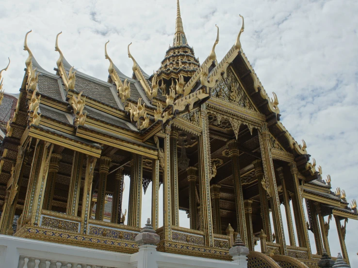 the intricate gold pavilion has elaborate detailing