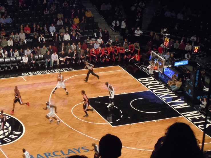 the view of a professional basketball game being played