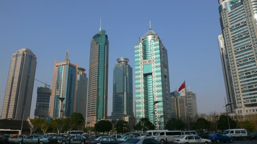 a group of tall buildings sitting in a city