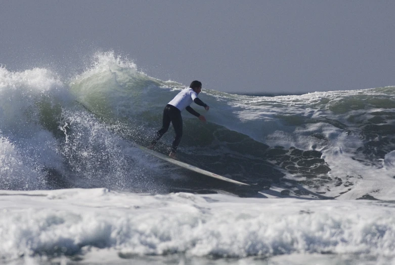 a person riding on a surf board on a wave