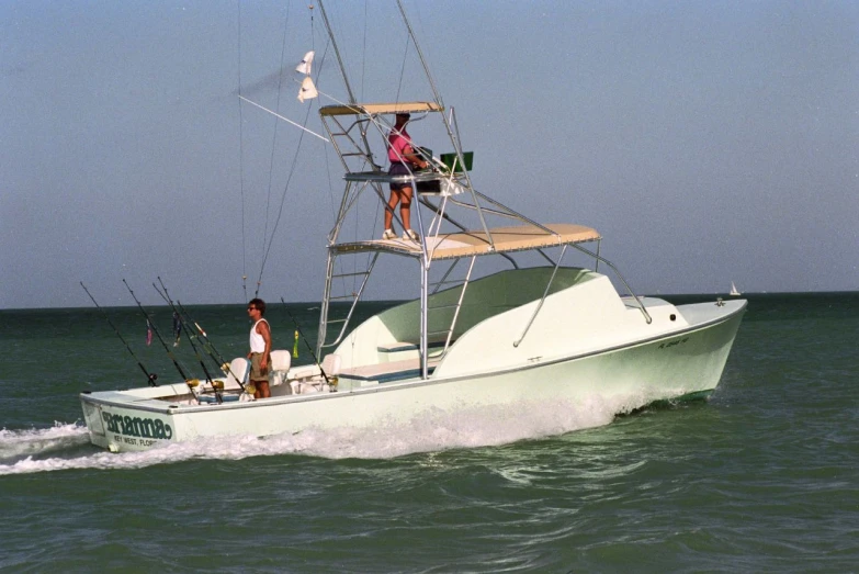 people in a boat fishing on the ocean