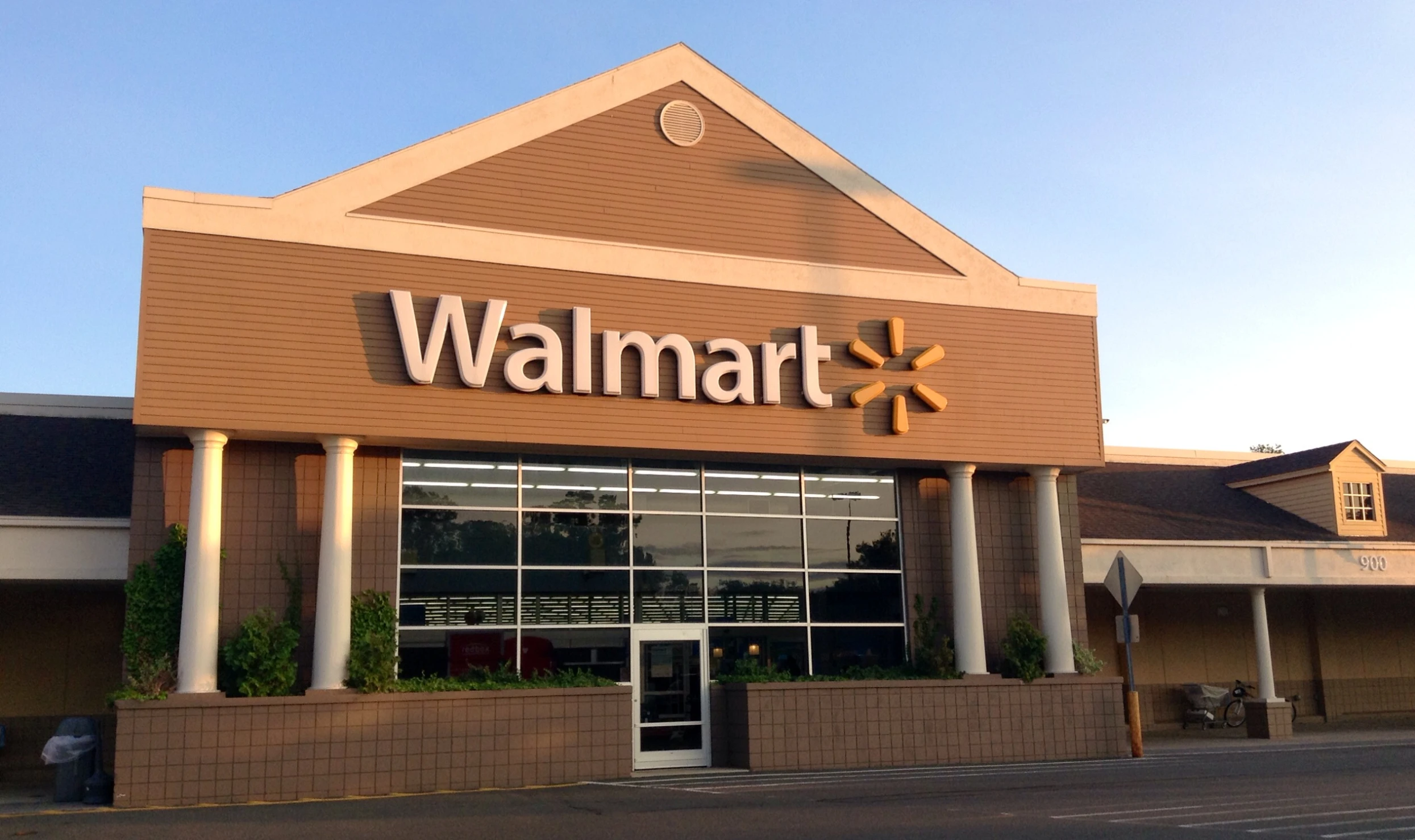 a walmart store front with a clear glass window