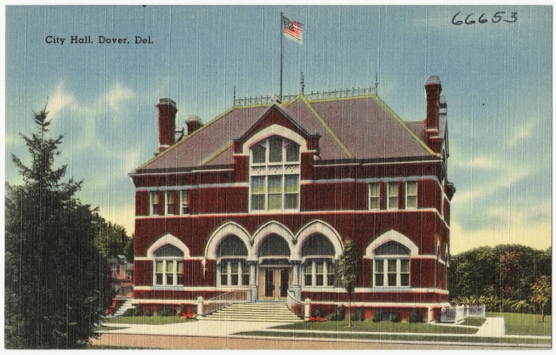 this po shows an old victorian - style red brick building