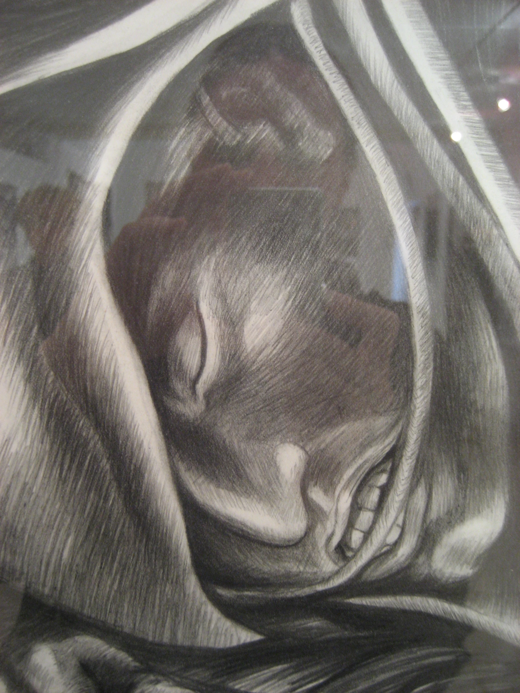 a drawing of a child sleeping under the covers