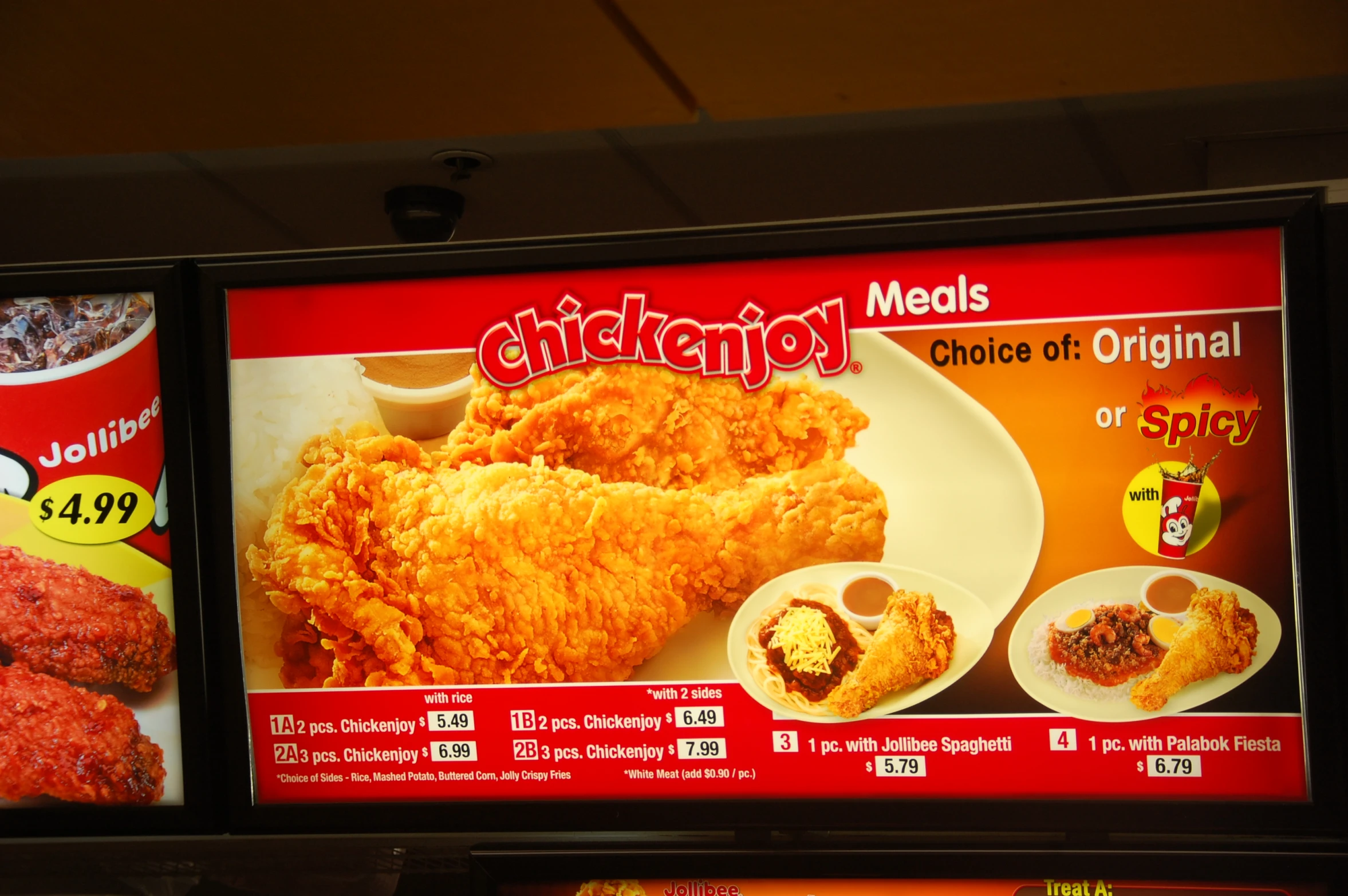 two menus for fried chicken, and other foods