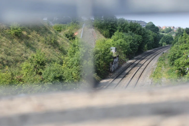 an image of train tracks and the view through a window