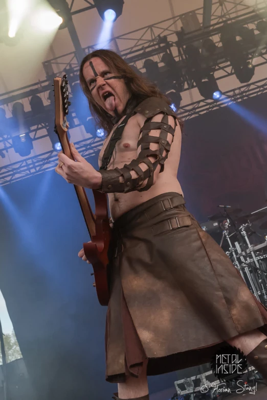 the musician wears leather for his role on stage