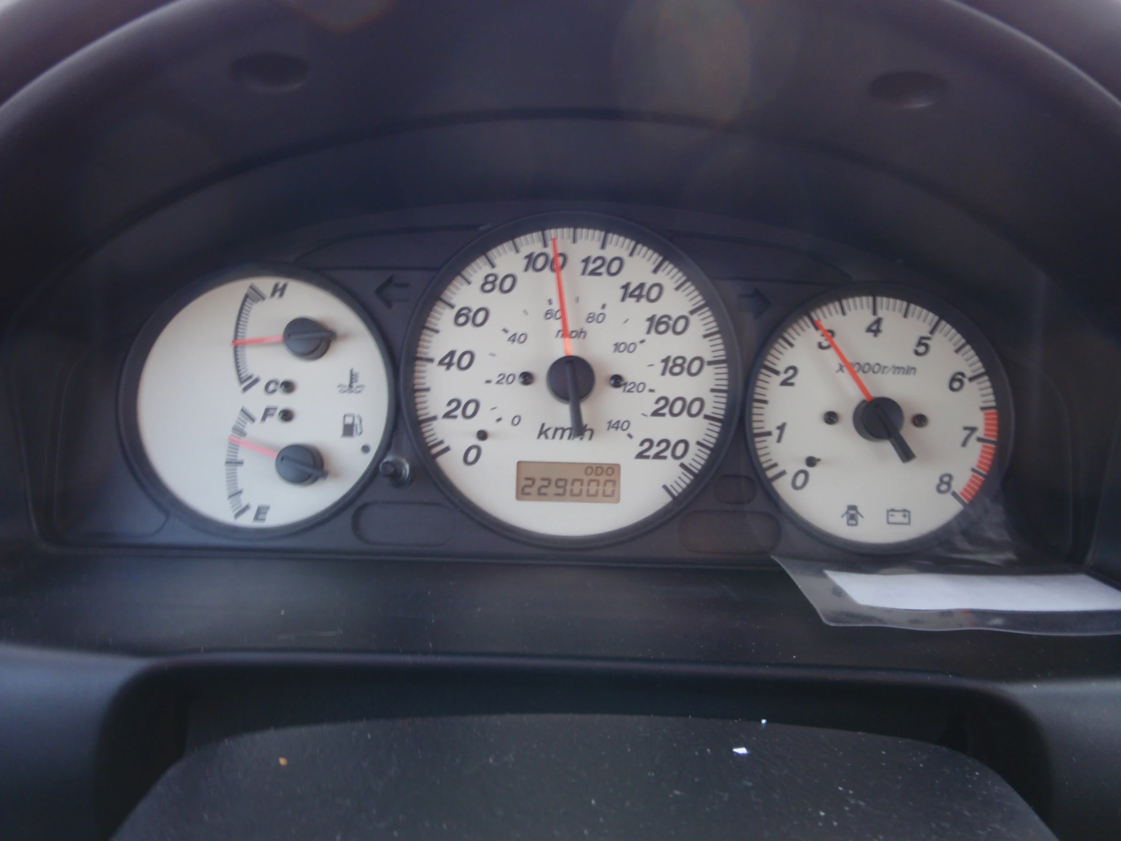 a couple of gauges in a car on display