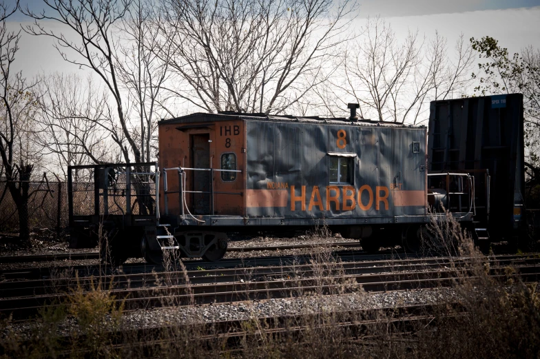 an old train with the word haborn painted on it