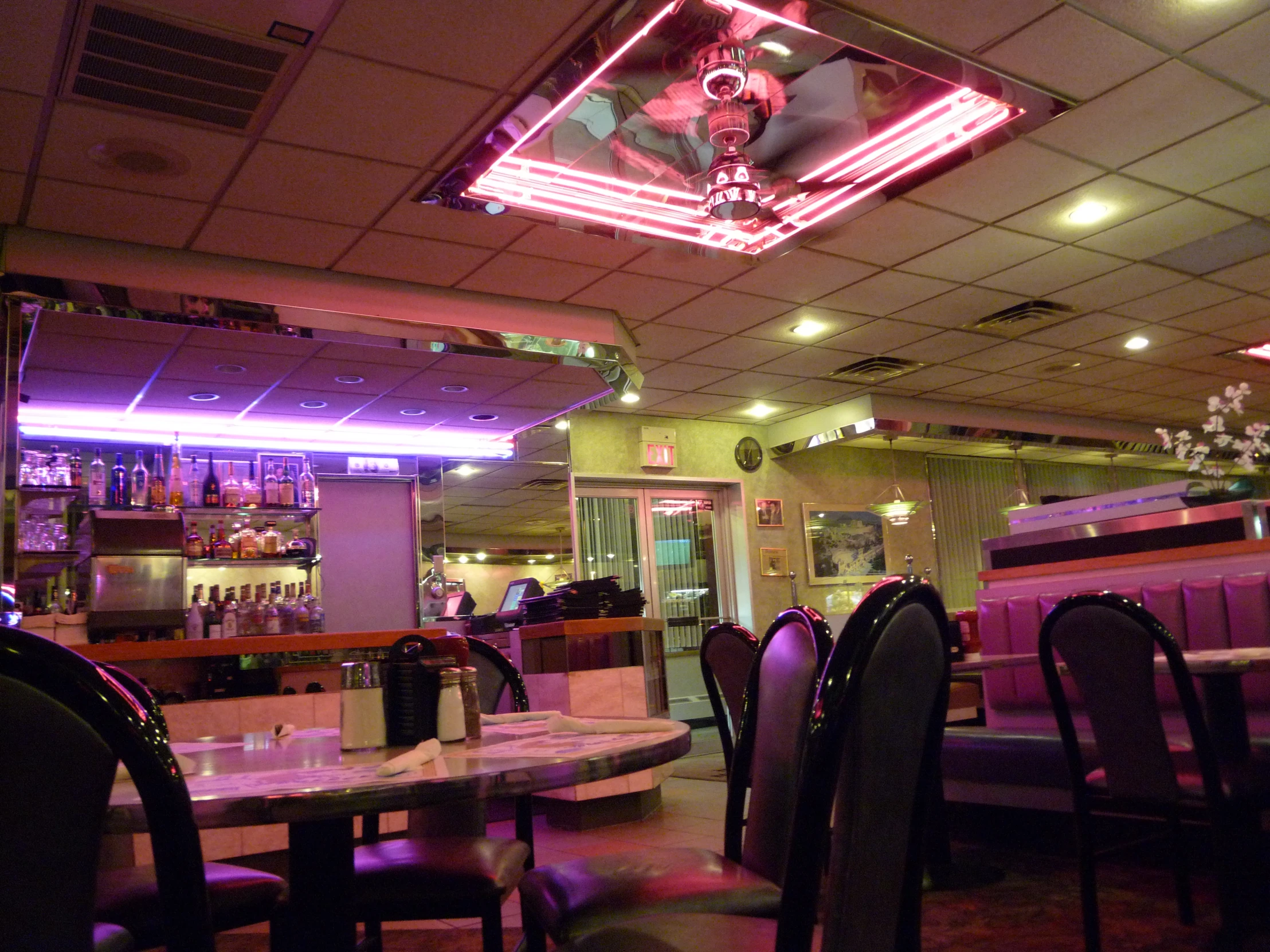 a dining area is set up for the night