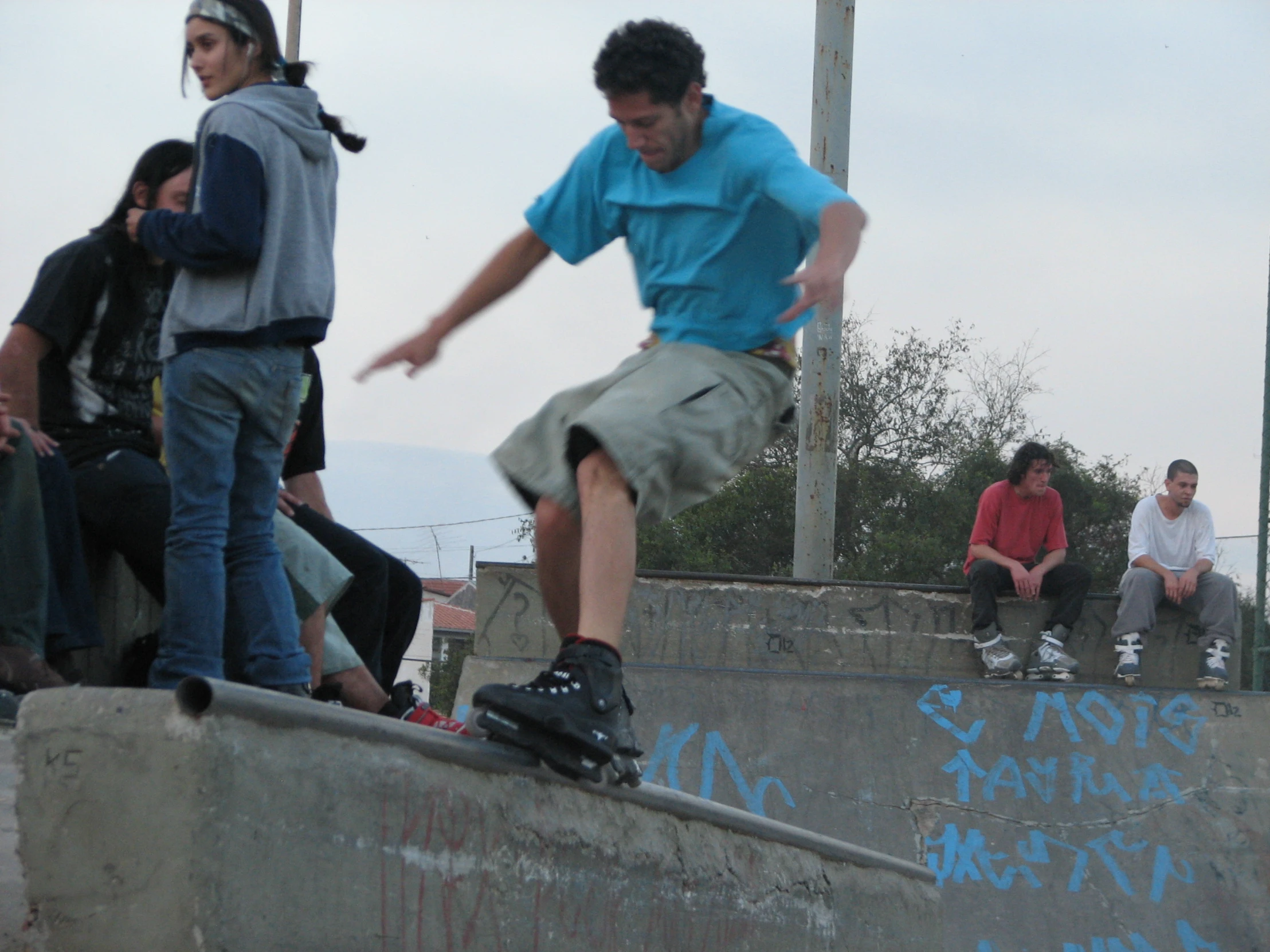 a man is riding a skateboard on the wall