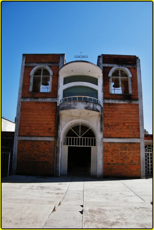 the brick building is constructed into two floors