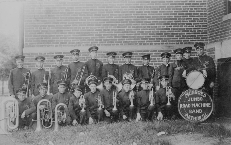 an old po of the band and instruments