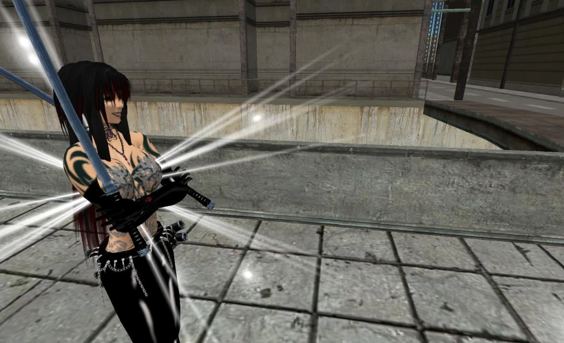 the character in the video game death note poses for a po