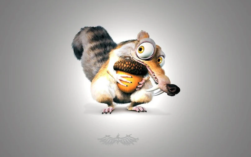 a cartoon squirrel with an egg wearing a mustache and eye glasses