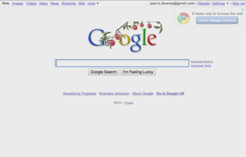 the google website screen s of the new web browser