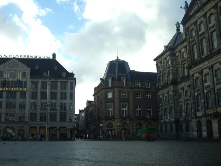 a cobblestone street in a small european city