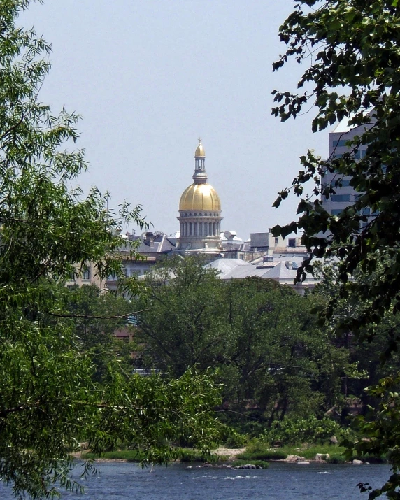 a picture from across the water showing a view of a dome