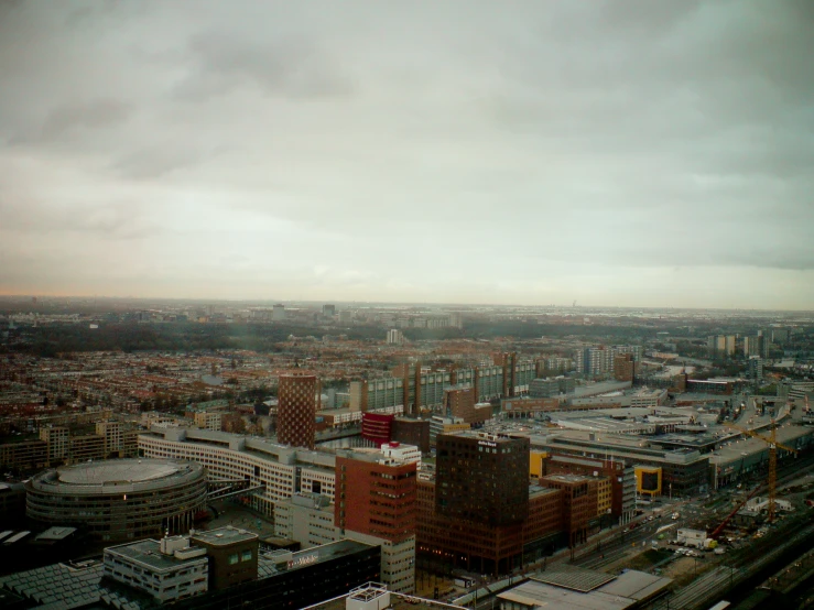 cityscape from high above, with the skyline on the other side