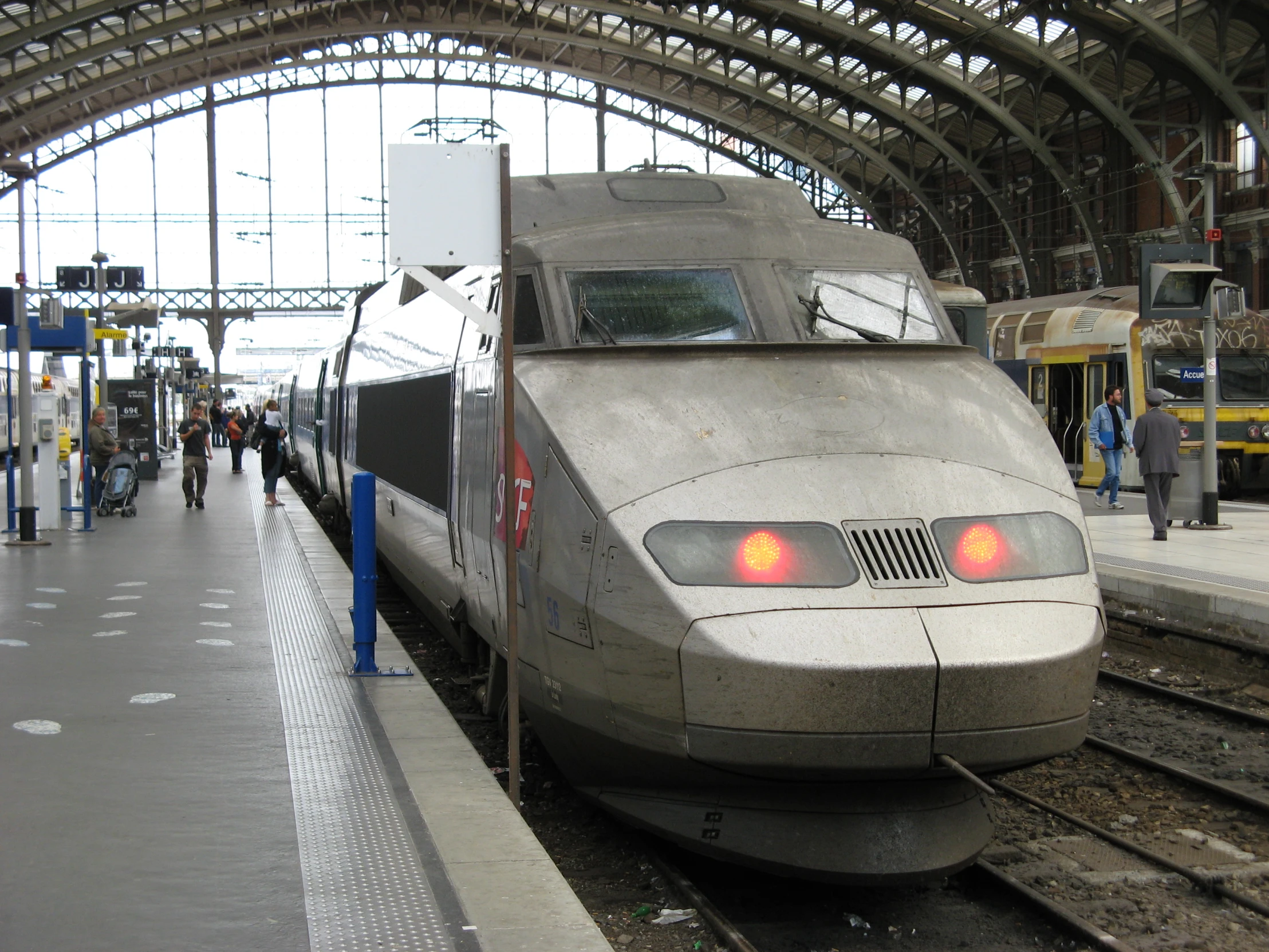 a train in the station waiting for passengers