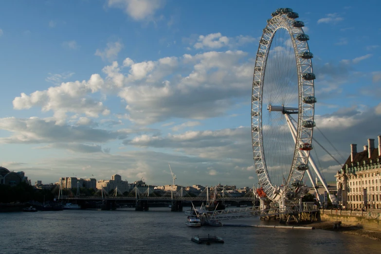 a large ferris wheel sitting next to a tall building