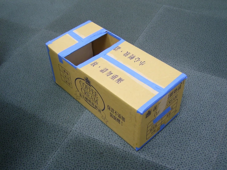 an opened box is sitting on the ground