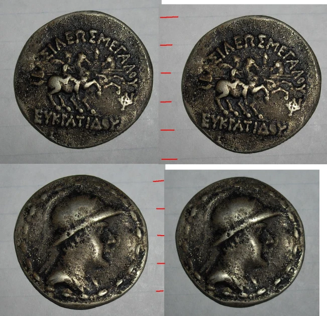 three small images of an ancient ancient coin