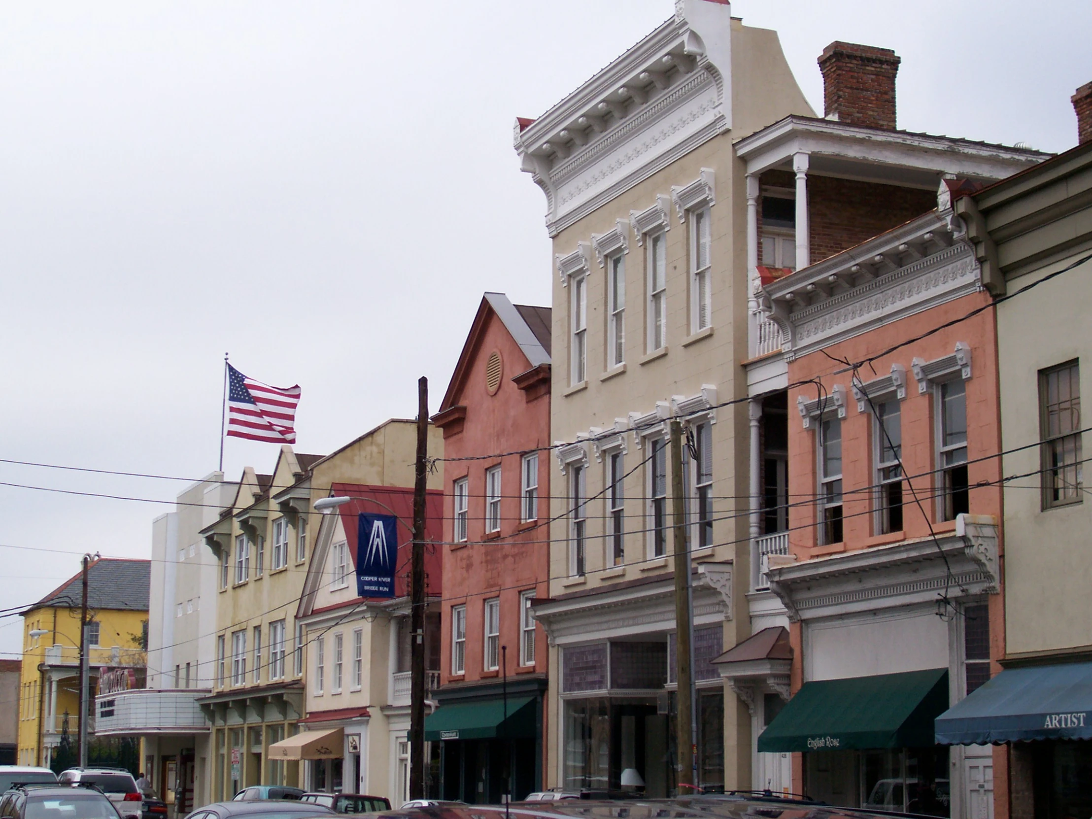 a street corner lined with many old town buildings