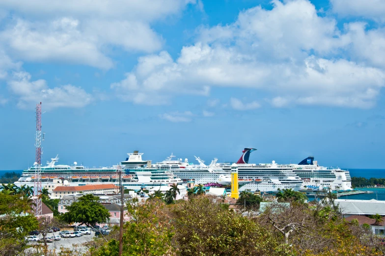 there are many cruise ships that have docked in this bay