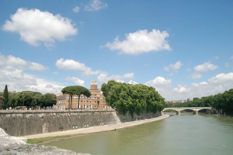 the river near the city wall is very quiet