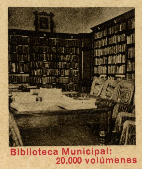 an old po of a liry with many books