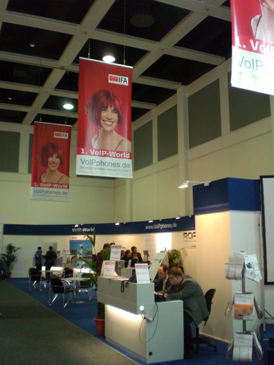 a salon area features posters and banners for women