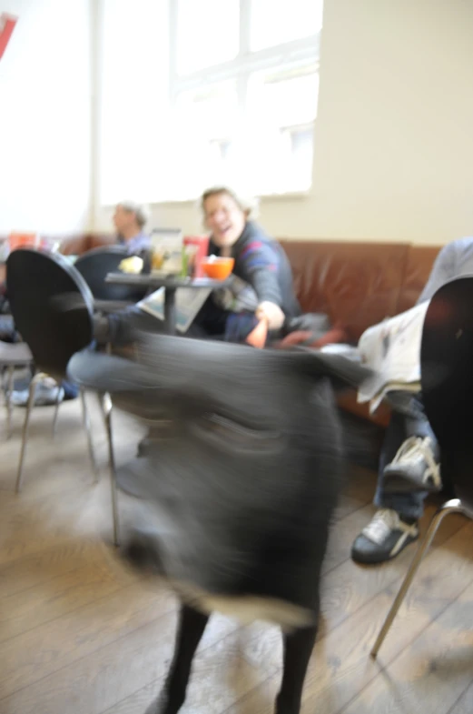 people sitting in a cafe eating and talking