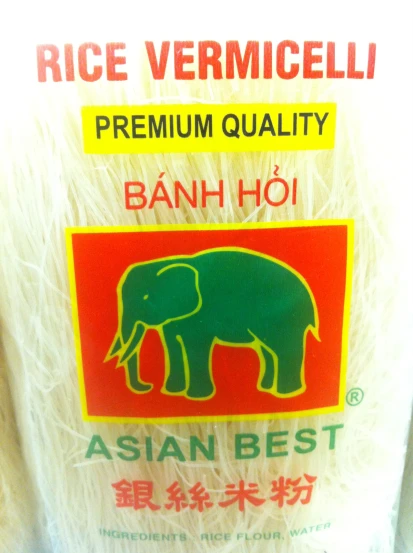 an asian best rice product label with an elephant