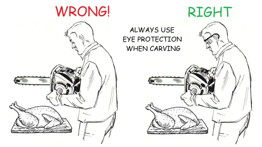 a drawing with the caption of when you're wrong to buy a christmas ham or turkey