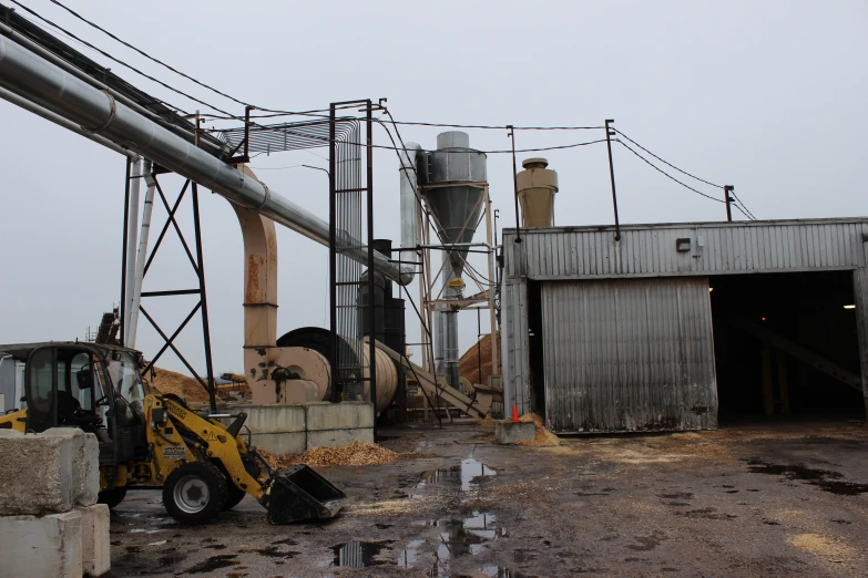 the industrial building has a machine in it