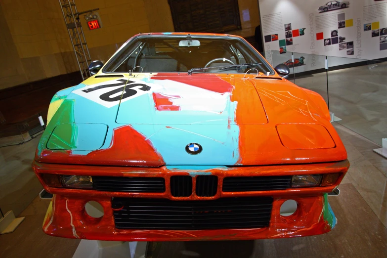 a bmw museum is displaying a paint scheme of colors