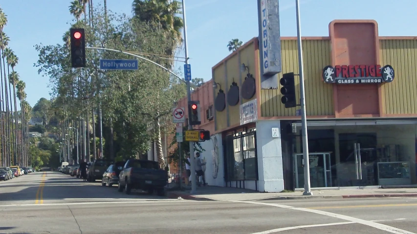 there is a traffic light on a street corner