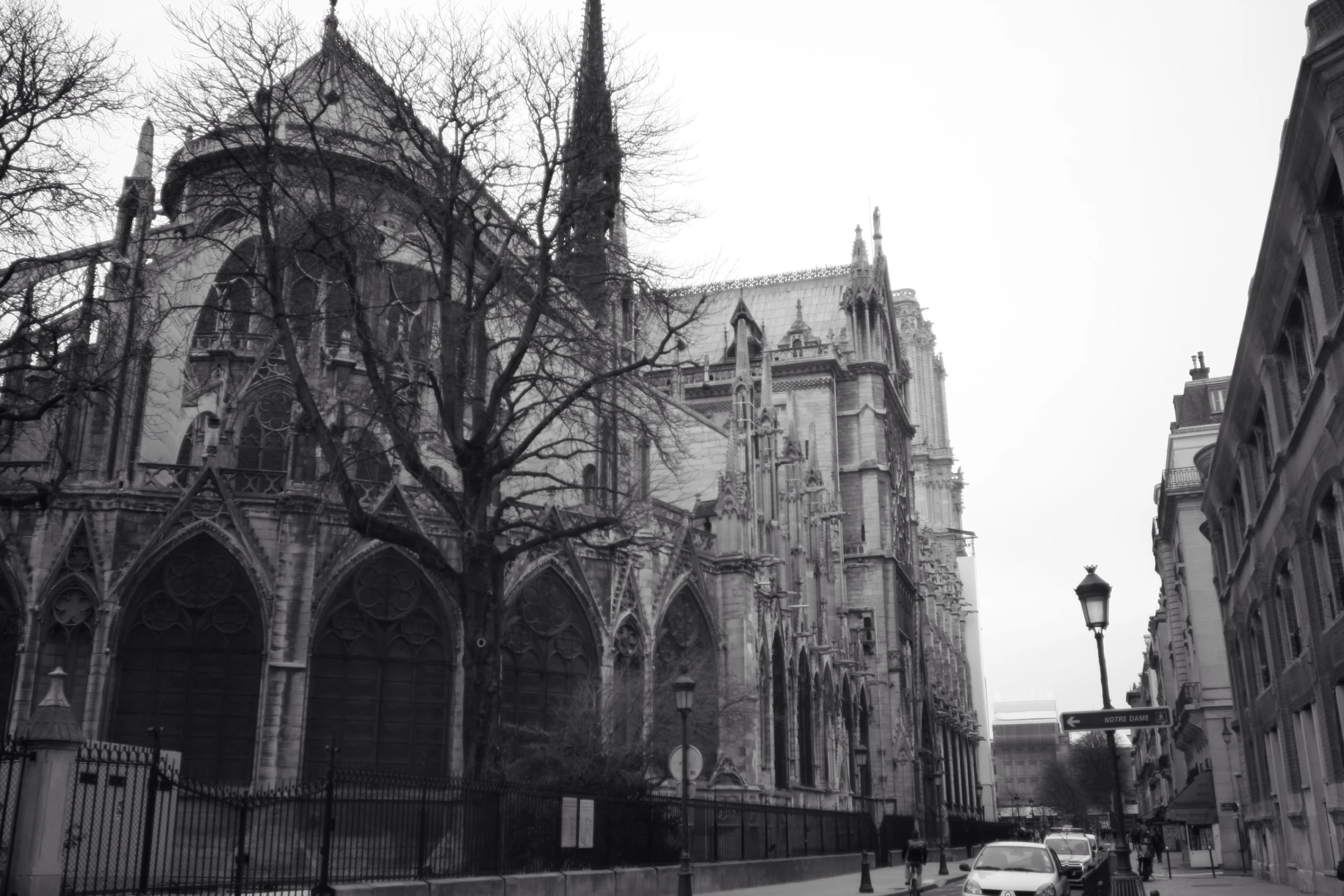 this black and white po is of the outside of an old cathedral