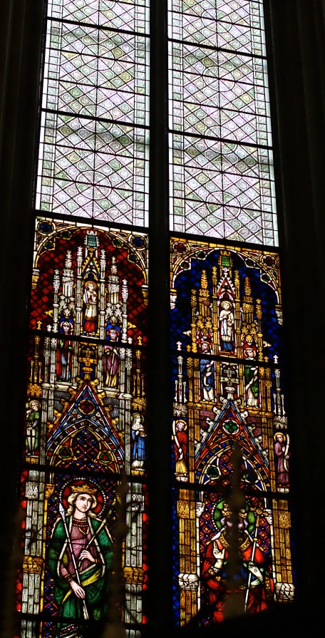 two stained glass windows in the church