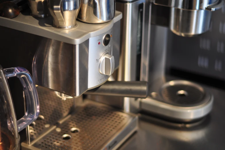 some espresso machines sit near each other