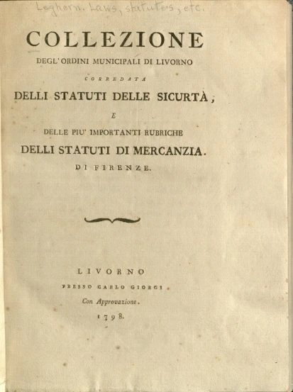 an old book has a title in italian