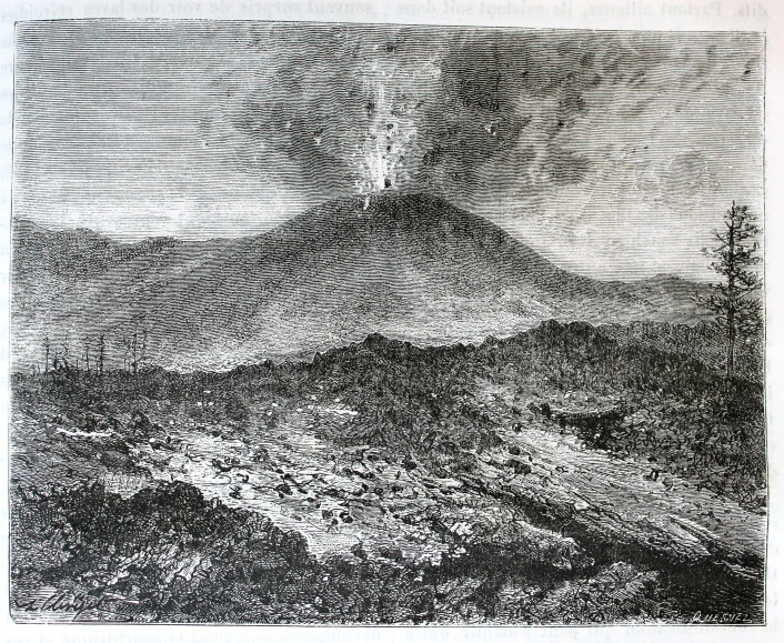 black and white drawing of mountains with snow on them