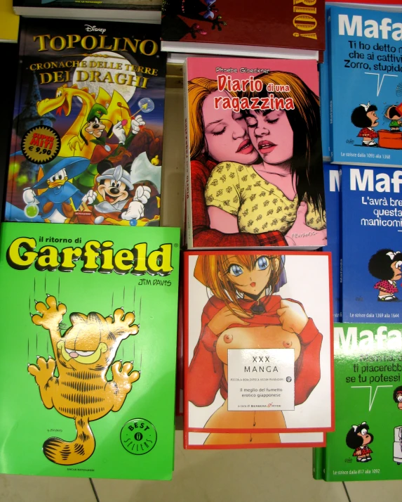 six books all together with images of children's characters