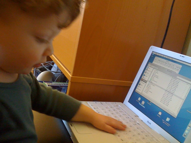 a child sitting in front of a laptop computer