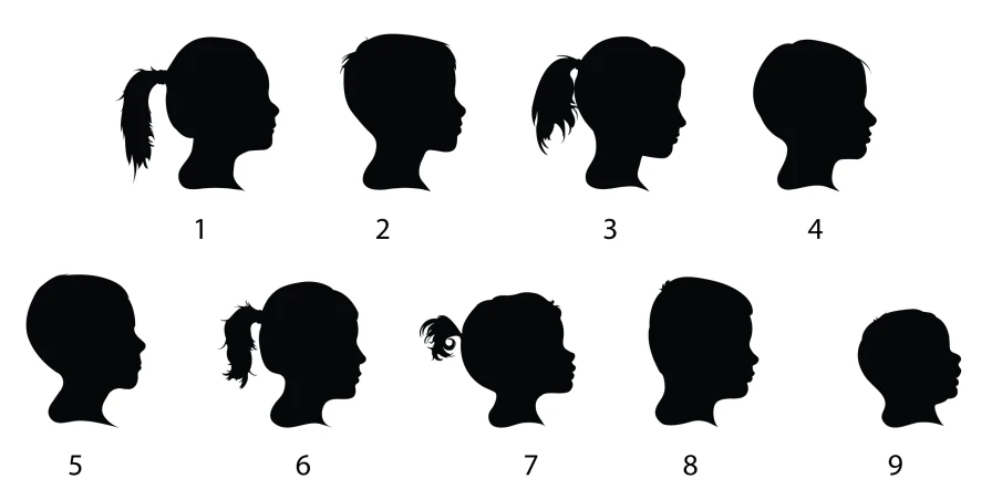 an image of a woman's silhouette with different hair lengths