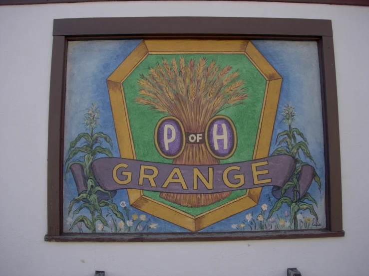 a sign with the words'p o h orange'and a tree